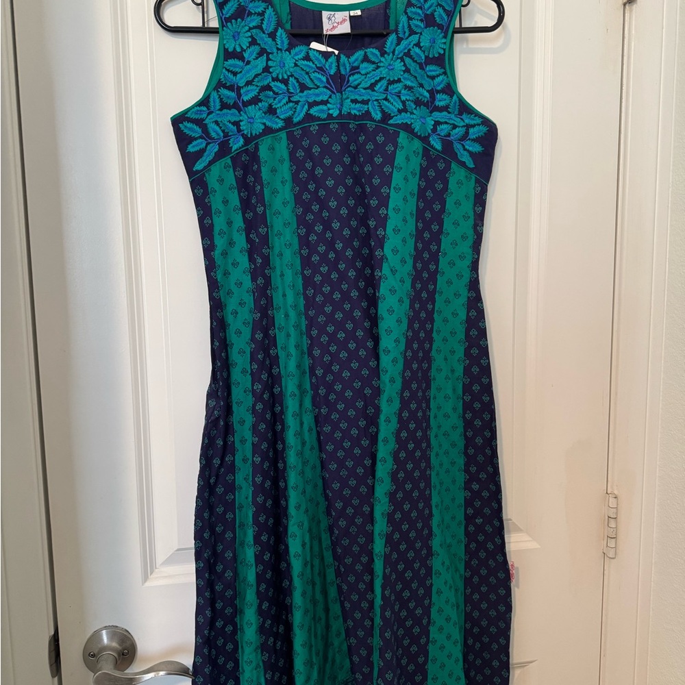 NWT Blue and Green Sleeveless Fit & Flare Dress